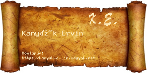 Kanyák Ervin névjegykártya